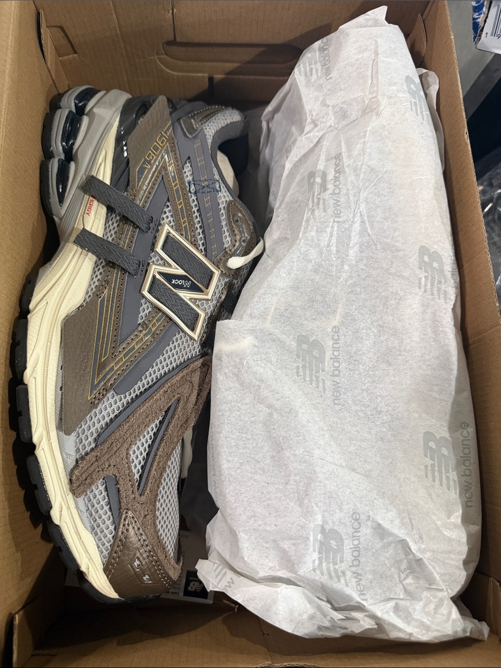 New Balance Gray and Brown Men's Athletic Running Sneakers
